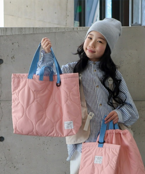 CIAOPANIC TYPY（チャオパニックティピー）の「【WEB限定】【KIDS】【New TYPY Life】キルティングレッスンバッグ（トートバッグ・キッズ・カーキ/ブラック/ピンク・ONE SIZE）」の3枚目の写真