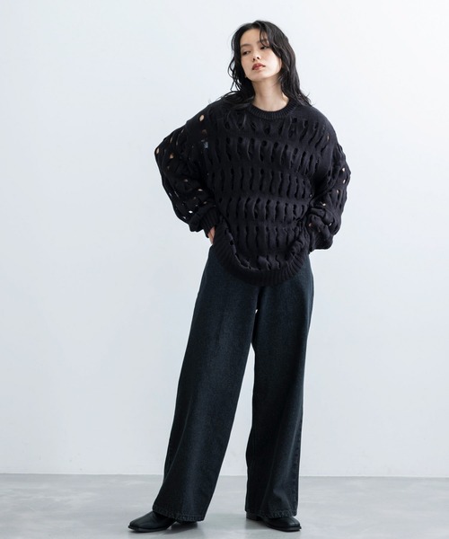 JUNRED（ジュンレッド）の「【 追加生産 】ヴィンテージデニムフラットストレートパンツ（デニムパンツ・メンズ・ブラック/ネイビー・S/M/L）」の6枚目の写真