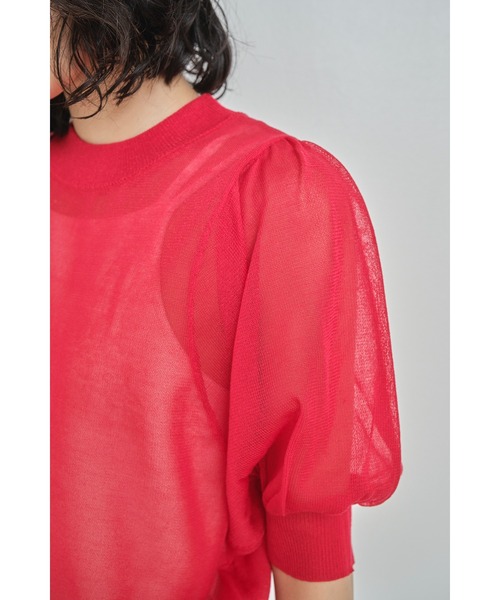 Abor（アボア）の「【Abor】Glitter Sheer Volume Sleeve Pullover/ラメシアーボリュームスリーブプルオーバー（ニット/セーター・レディース・イエロー/レッド/グレー・FREE）」の7枚目の写真