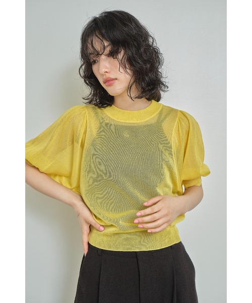 Abor（アボア）の「【Abor】Glitter Sheer Volume Sleeve Pullover/ラメシアーボリュームスリーブプルオーバー（ニット/セーター・レディース・イエロー/レッド/グレー・FREE）」の9枚目の写真