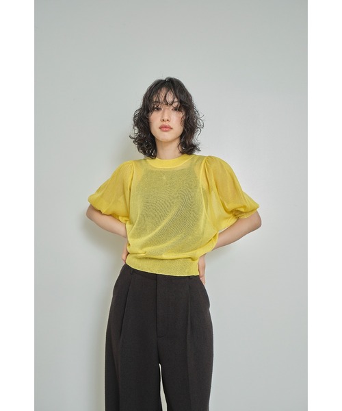 Abor（アボア）の「【Abor】Glitter Sheer Volume Sleeve Pullover/ラメシアーボリュームスリーブプルオーバー（ニット/セーター・レディース・イエロー/レッド/グレー・FREE）」の11枚目の写真