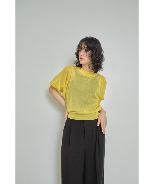 Abor（アボア）の「【Abor】Glitter Sheer Volume Sleeve Pullover/ラメシアーボリュームスリーブプルオーバー（ニット/セーター・レディース・イエロー/レッド/グレー・FREE）」の12枚目の写真