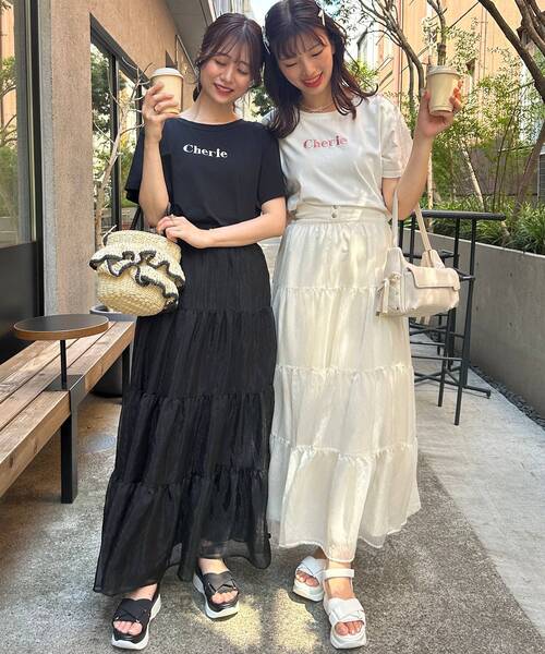 MAJESTIC LEGON（マジェスティックレゴン）の「シアーボリュームティアードスカート（スカート・レディース・アイボリー/ブラック/ライトグレー/ホワイト系その他2・X-SMALL/SMALL/MEDIUM）」の9枚目の写真