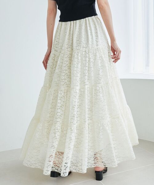 MAJESTIC LEGON（マジェスティックレゴン）の「シアーボリュームティアードスカート（スカート・レディース・アイボリー/ブラック/ライトグレー/ホワイト系その他2・X-SMALL/SMALL/MEDIUM）」の17枚目の写真