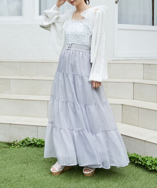 MAJESTIC LEGON（マジェスティックレゴン）の「シアーボリュームティアードスカート（スカート・レディース・アイボリー/ブラック/ライトグレー/ホワイト系その他2・X-SMALL/SMALL/MEDIUM）」の21枚目の写真