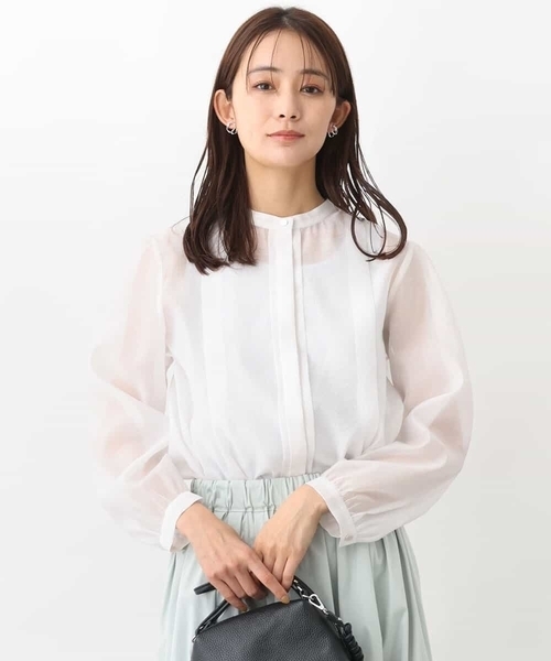 MK MICHEL KLEIN（エムケーミッシェルクラン）の「シアーシャツブラウス/洗える（シャツ/ブラウス・レディース・ホワイト/ベージュ系その他/ミント・38）」の2枚目の写真