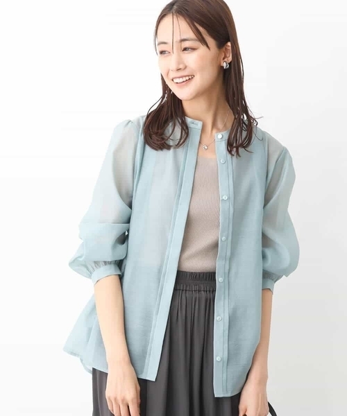 MK MICHEL KLEIN（エムケーミッシェルクラン）の「シアーシャツブラウス/洗える（シャツ/ブラウス・レディース・ホワイト/ベージュ系その他/ミント・38）」の12枚目の写真