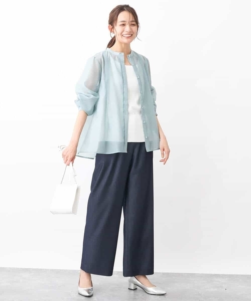 MK MICHEL KLEIN（エムケーミッシェルクラン）の「シアーシャツブラウス/洗える（シャツ/ブラウス・レディース・ホワイト/ベージュ系その他/ミント・38）」の19枚目の写真