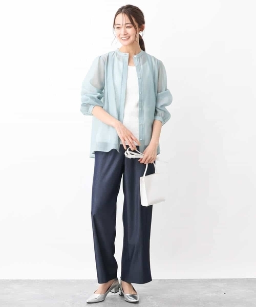 MK MICHEL KLEIN（エムケーミッシェルクラン）の「シアーシャツブラウス/洗える（シャツ/ブラウス・レディース・ホワイト/ベージュ系その他/ミント・38）」の20枚目の写真