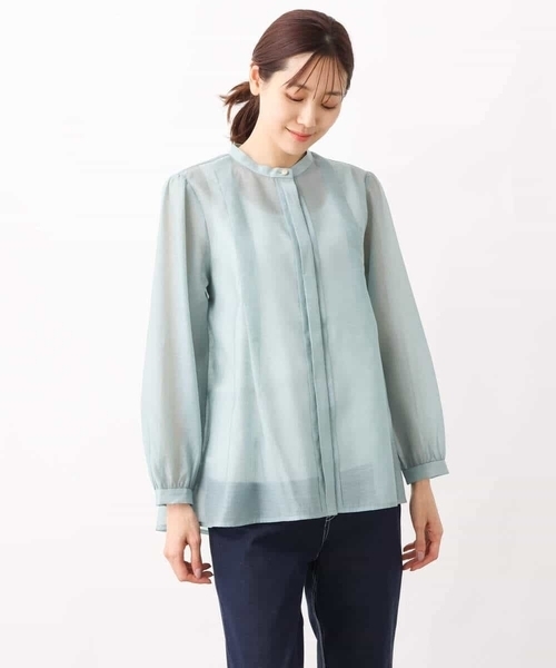 MK MICHEL KLEIN（エムケーミッシェルクラン）の「シアーシャツブラウス/洗える（シャツ/ブラウス・レディース・ホワイト/ベージュ系その他/ミント・38）」の9枚目の写真