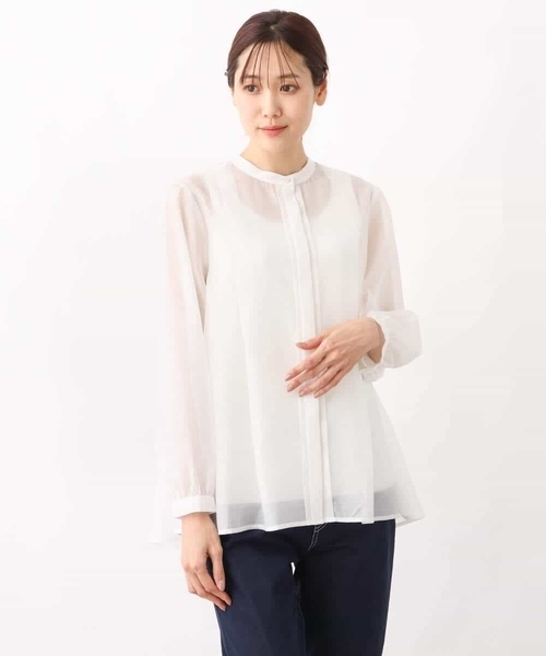 MK MICHEL KLEIN（エムケーミッシェルクラン）の「シアーシャツブラウス/洗える（シャツ/ブラウス・レディース・ホワイト/ベージュ系その他/ミント・38）」の11枚目の写真