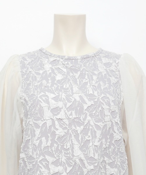 Rejoule(リジュール)の「シアースリーブふくれジャガードワンピース(ワンピース・レディース・ブラック×ホワイト/ブラック×ブラック/グレー・FREE)」の8枚目の写真