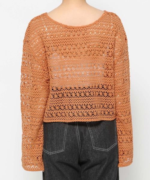 mysty woman（ミスティウーマン）の「【WEB限定】透かし編みリボンカーディガン  113918（カーディガン/ボレロ・レディース・ブラック/オフホワイト/オレンジ・FREE）」の13枚目の写真