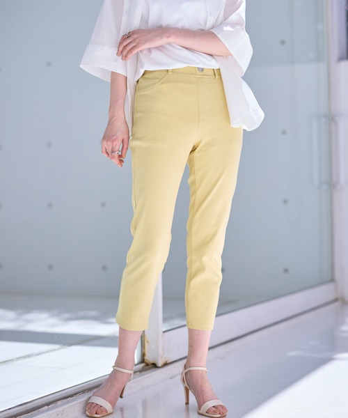 BELLUNA PLUS(ベルーナ)の「美ストレッチアンクル丈レギンスパンツ股下55cm(その他パンツ・レディース・ブラック/インディゴブルー/ケミカルウォッシュ/ライトグリーン系/パープル系/ライトイエロー/オフホワイト/ベージュ系/コーラル/ライトパープル/セージグリーン・X-LARGE/LARGE/MEDIUM/SMALL)」の10枚目の写真