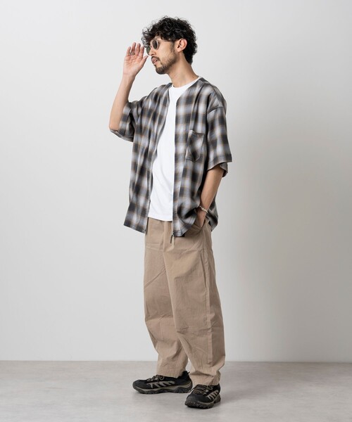 HINSON（ヒンソン）の「HINSON/ヒンソン フルジップカーデ ショートスリーブシャツ/オンブレチェック/半袖（シャツ/ブラウス・メンズ・ブラウン/ホワイト/ブラック・LARGE/MEDIUM）」の19枚目の写真
