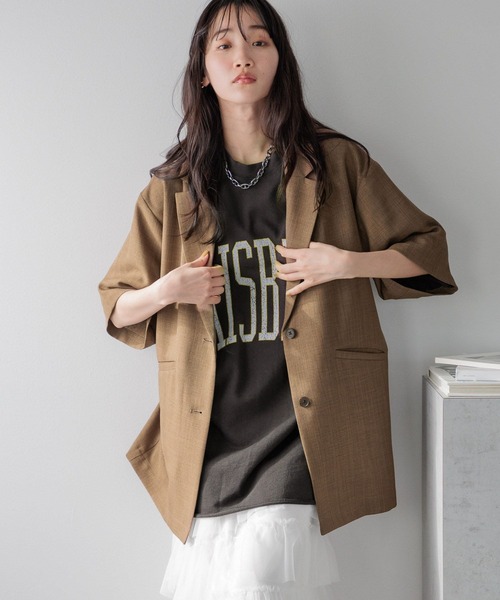 LOWRYS FARM（ローリーズファーム）の「ＢＩＧカレッジロゴ６Ｓ　107458（Tシャツ/カットソー・レディース・アイボリー/グレー/チャコールグレー・FREE）」の9枚目の写真