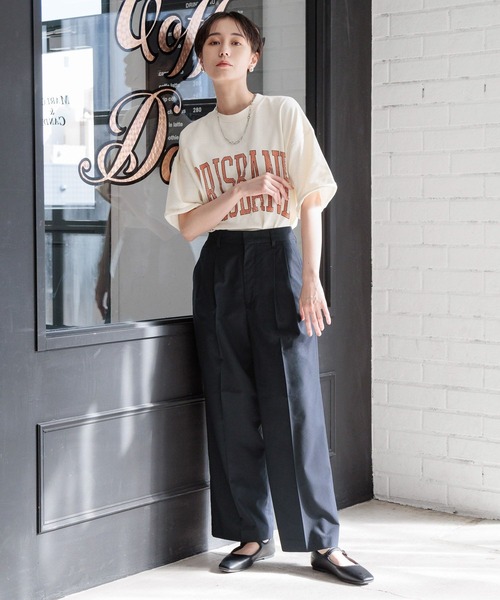 LOWRYS FARM（ローリーズファーム）の「ＢＩＧカレッジロゴ６Ｓ　107458（Tシャツ/カットソー・レディース・アイボリー/グレー/チャコールグレー・FREE）」の17枚目の写真