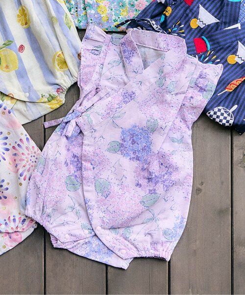 アプレレクール 甚平 フリルロンパース ぶ厚く サイズ80 花柄 白