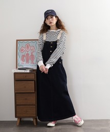 atONE 配色ショルダーデニムサロペットパンツ&スカート