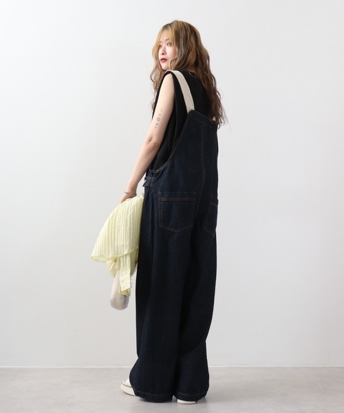 atONE(アットワン)の「atONE 配色ショルダーデニムサロペットパンツ&スカート(サロペット/オーバーオール・レディース・ネイビー/ワンウォッシュ/ネイビー系/ブルー系その他6/ダークインディゴブルー・LL/3L/4L/L/M/MEDIUM/X-LARGE/LARGE/XXX-LARGE/XX-LARGE)」の10枚目の写真