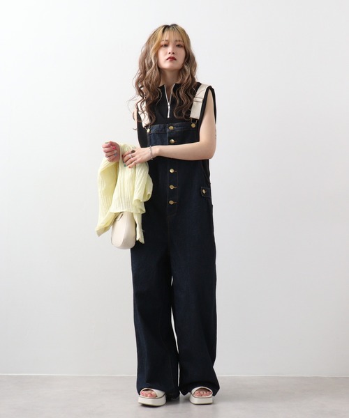 atONE(アットワン)の「atONE 配色ショルダーデニムサロペットパンツ&スカート(サロペット/オーバーオール・レディース・ネイビー/ワンウォッシュ/ネイビー系/ブルー系その他6/ダークインディゴブルー・LL/3L/4L/L/M/MEDIUM/X-LARGE/LARGE/XXX-LARGE/XX-LARGE)」の9枚目の写真