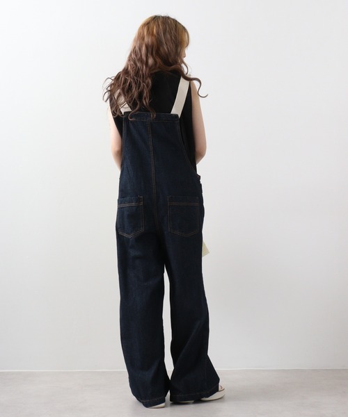 atONE(アットワン)の「atONE 配色ショルダーデニムサロペットパンツ&スカート(サロペット/オーバーオール・レディース・ネイビー/ワンウォッシュ/ネイビー系/ブルー系その他6/ダークインディゴブルー・LL/3L/4L/L/M/MEDIUM/X-LARGE/LARGE/XXX-LARGE/XX-LARGE)」の11枚目の写真