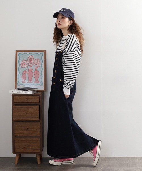 atONE(アットワン)の「atONE 配色ショルダーデニムサロペットパンツ&スカート(サロペット/オーバーオール・レディース・ネイビー/ワンウォッシュ/ネイビー系/ブルー系その他6/ダークインディゴブルー・LL/3L/4L/L/M/MEDIUM/X-LARGE/LARGE/XXX-LARGE/XX-LARGE)」の22枚目の写真
