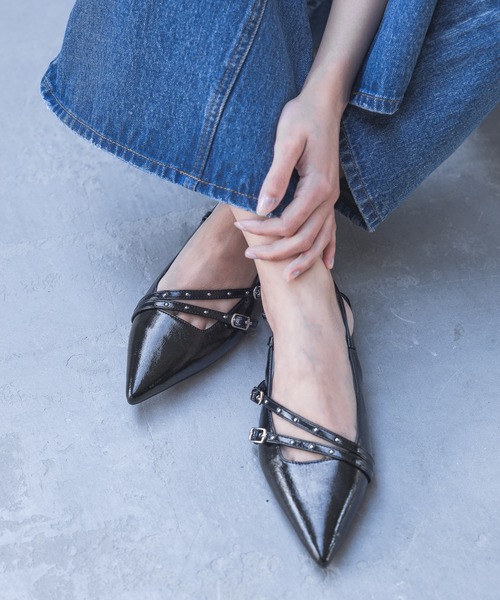 PAGEBOY（ページボーイ）の「スタッズベルトミュール（パンプス・レディース・ブラック/シルバー/シルバー系その他・MEDIUM/LARGE）」の2枚目の写真