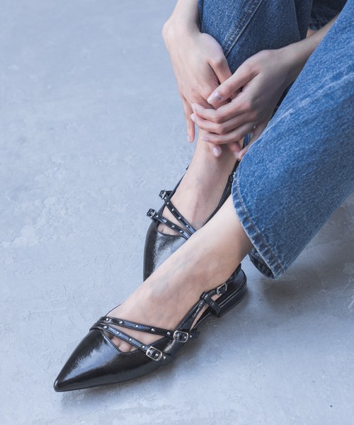 PAGEBOY（ページボーイ）の「スタッズベルトミュール（パンプス・レディース・ブラック/シルバー/シルバー系その他・MEDIUM/LARGE）」の4枚目の写真