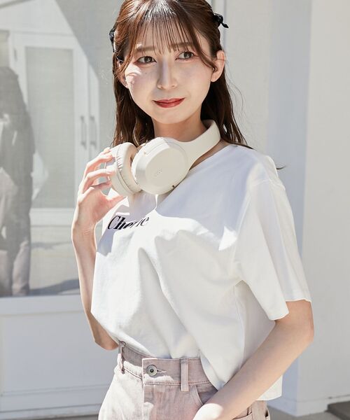 MAJESTIC LEGON(マジェスティックレゴン)の「エンブロイダリーロゴクロップドT(Tシャツ/カットソー・レディース・レッド/ブラック/ピンク/ブラック系その他/ピンク系その他2/イエロー・MEDIUM)」の19枚目の写真