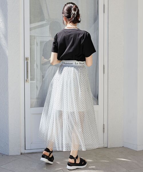 MAJESTIC LEGON(マジェスティックレゴン)の「エンブロイダリーロゴクロップドT(Tシャツ/カットソー・レディース・レッド/ブラック/ピンク/ブラック系その他/ピンク系その他2/イエロー・MEDIUM)」の8枚目の写真