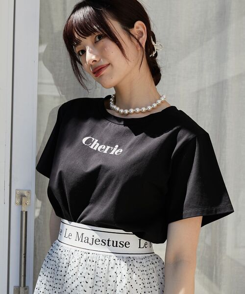 MAJESTIC LEGON(マジェスティックレゴン)の「エンブロイダリーロゴクロップドT(Tシャツ/カットソー・レディース・レッド/ブラック/ピンク/ブラック系その他/ピンク系その他2/イエロー・MEDIUM)」の10枚目の写真