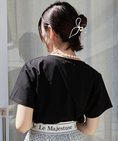 MAJESTIC LEGON(マジェスティックレゴン)の「エンブロイダリーロゴクロップドT(Tシャツ/カットソー・レディース・レッド/ブラック/ピンク/ブラック系その他/ピンク系その他2/イエロー・MEDIUM)」の12枚目の写真