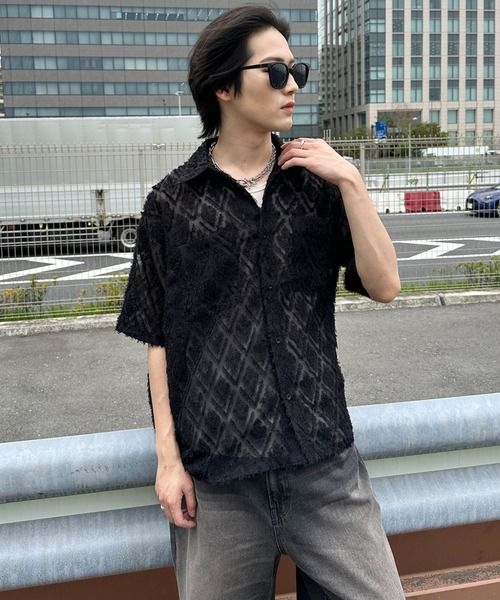 sedacle(セダクル)の「ジャガードダイヤシャツ(シャツ/ブラウス・メンズ・ブラック/アイボリー・LARGE/MEDIUM/SMALL)」の7枚目の写真