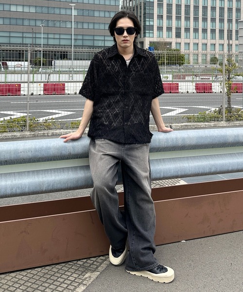 sedacle(セダクル)の「ジャガードダイヤシャツ(シャツ/ブラウス・メンズ・ブラック/アイボリー・LARGE/MEDIUM/SMALL)」の8枚目の写真