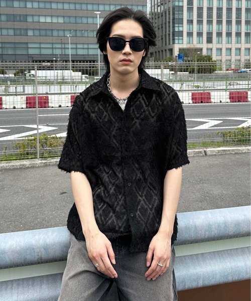 sedacle(セダクル)の「ジャガードダイヤシャツ(シャツ/ブラウス・メンズ・ブラック/アイボリー・LARGE/MEDIUM/SMALL)」の14枚目の写真