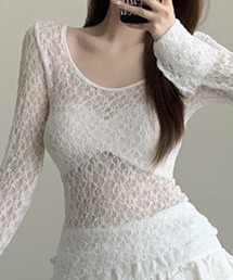 ROOPTOKYO | Round Neck Lace Sheer Top / ラウンドネック レース シアートップス(Tシャツ/カットソー)