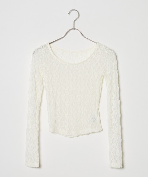 ROOPTOKYO（ループトウキョウ）の「Round Neck Lace Sheer Top / ラウンドネック レース シアートップス（Tシャツ/カットソー・レディース・アイボリー/ブラック・FREE）」の7枚目の写真