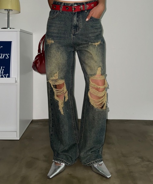 SHAGGIE(シャギー)の「ハートスタッズベルト(ベルト・レディース・ブラック/ホワイト/レッド・FREE)」の5枚目の写真