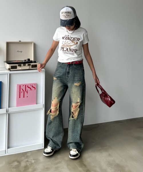 SHAGGIE(シャギー)の「ハートスタッズベルト(ベルト・レディース・ブラック/ホワイト/レッド・FREE)」の9枚目の写真