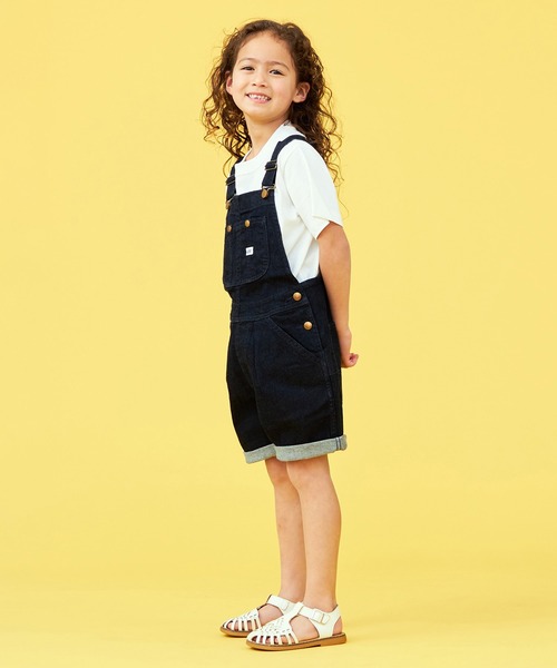Lee（リー）の「Lee/リー【100cm-150㎝】キッズ ストレッチ オーバーオールショーツ（サロペット/オーバーオール・キッズ・インディゴブルー/ブルー・100/110/120/130/140/150）」の8枚目の写真