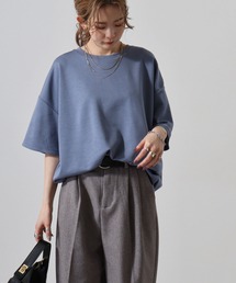 ダンボールニット ステッチング クルーネック ルーズ Tシャツ