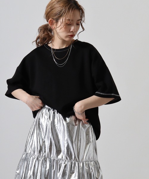 FUNALIVE（ファンアライブ）の「ﾀﾞﾝﾎﾞｰﾙﾆｯﾄ ｽﾃｯﾁﾝｸﾞ ｸﾙｰﾈｯｸ ﾙｰｽﾞ Tｼｬﾂ（Tシャツ/カットソー・メンズ・ブラック/ホワイト/サックスブルー・L/M/XL）」の3枚目の写真