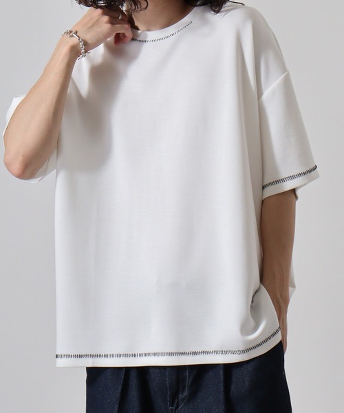 FUNALIVE（ファンアライブ）の「ﾀﾞﾝﾎﾞｰﾙﾆｯﾄ ｽﾃｯﾁﾝｸﾞ ｸﾙｰﾈｯｸ ﾙｰｽﾞ Tｼｬﾂ（Tシャツ/カットソー・メンズ・ブラック/ホワイト/サックスブルー・L/M/XL）」の5枚目の写真