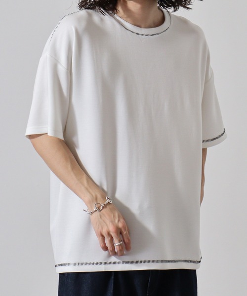 FUNALIVE（ファンアライブ）の「ﾀﾞﾝﾎﾞｰﾙﾆｯﾄ ｽﾃｯﾁﾝｸﾞ ｸﾙｰﾈｯｸ ﾙｰｽﾞ Tｼｬﾂ（Tシャツ/カットソー・メンズ・ブラック/ホワイト/サックスブルー・L/M/XL）」の6枚目の写真