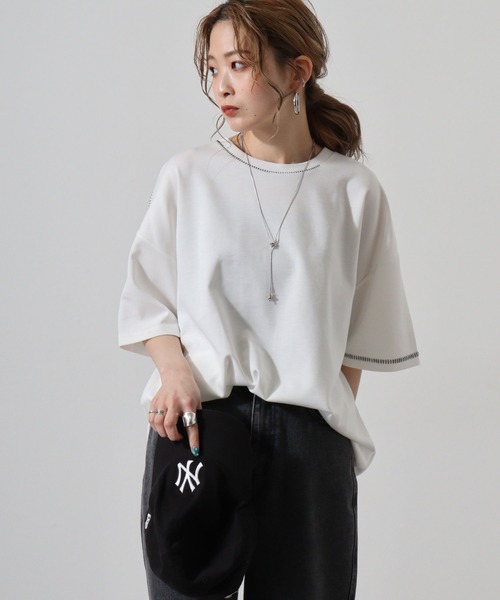 FUNALIVE（ファンアライブ）の「ﾀﾞﾝﾎﾞｰﾙﾆｯﾄ ｽﾃｯﾁﾝｸﾞ ｸﾙｰﾈｯｸ ﾙｰｽﾞ Tｼｬﾂ（Tシャツ/カットソー・メンズ・ブラック/ホワイト/サックスブルー・L/M/XL）」の18枚目の写真