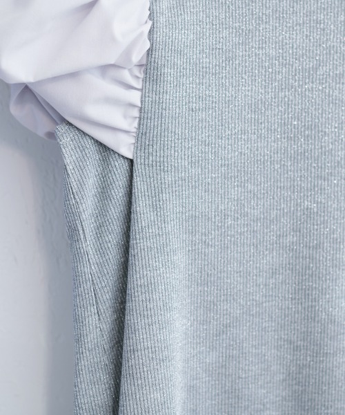natural couture(ナチュラルクチュール)の「シアーラメテレコボリューム袖TOPS(Tシャツ/カットソー・レディース・ライトグレー/ブラック/ミント/アイボリー・FREE)」の19枚目の写真