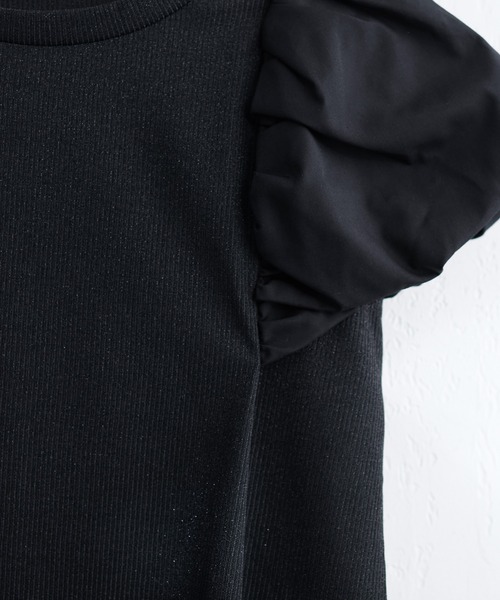 natural couture(ナチュラルクチュール)の「シアーラメテレコボリューム袖TOPS(Tシャツ/カットソー・レディース・ライトグレー/ブラック/ミント/アイボリー・FREE)」の14枚目の写真