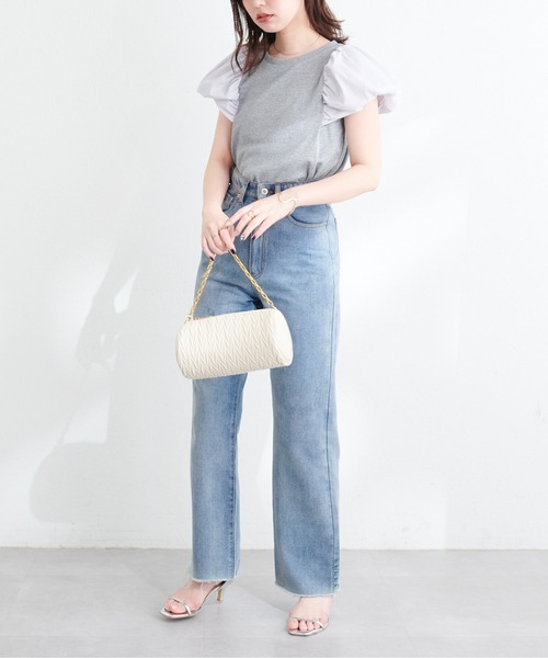 natural couture(ナチュラルクチュール)の「シアーラメテレコボリューム袖TOPS(Tシャツ/カットソー・レディース・ライトグレー/ブラック/ミント/アイボリー・FREE)」の18枚目の写真