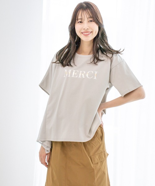 Jayro（ジャイロ）の「DRY COTTON  箔ラインロゴTシャツ（Tシャツ/カットソー・レディース・ブラック/グレー系その他/ホワイト系その他・FREE）」の3枚目の写真
